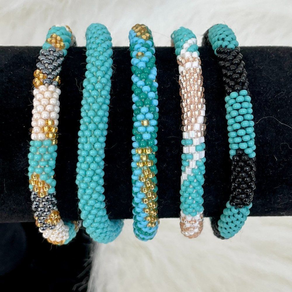 HAND CRAFTED in Nepal Beaded Bracelets (set of 5) #302